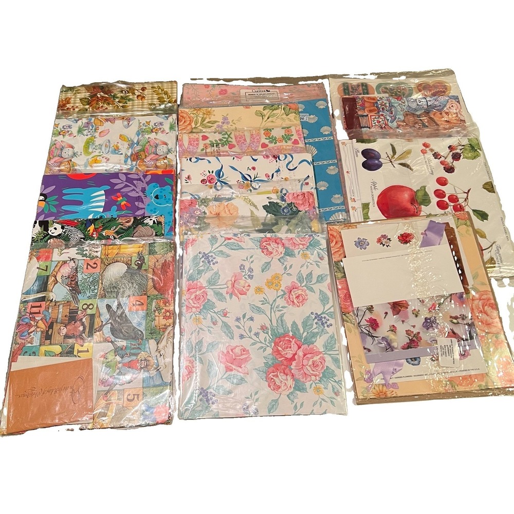 Current Inc Vtg 80s 90s Gift Wrap Lot 15 Packs Cards Bows Ribbon Stickers